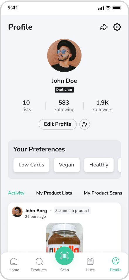 Mamori app profile and account screen